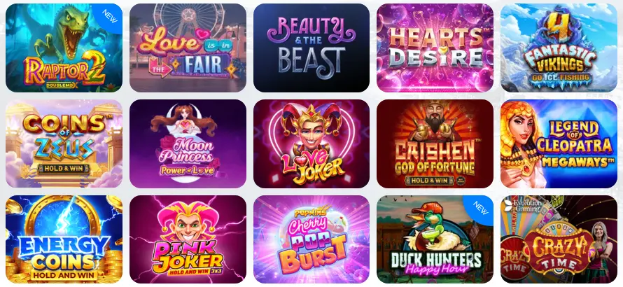 Catalogue de jeux du casino – slots, tables et casino en direct sur une seule page